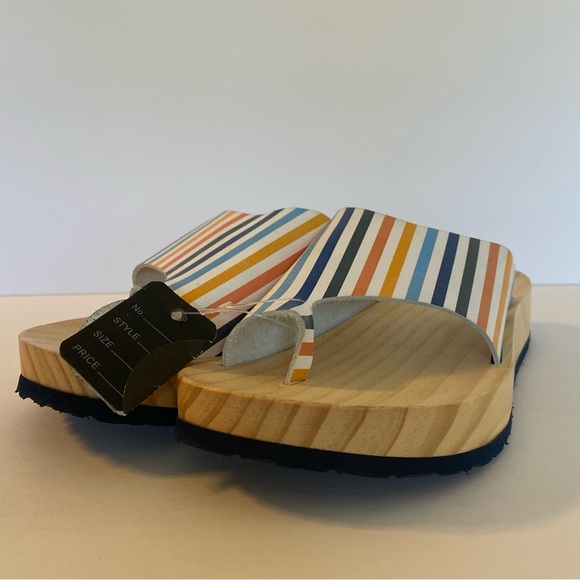 NWOT Free People Striped Woodlands Platform Clog Sandal - Picture 4 of 11